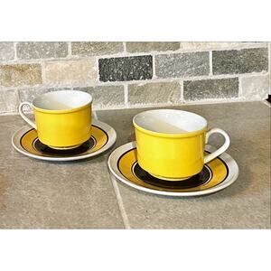 Pair Vintage Mikasa Epiqure One Collage Cup & Saucer